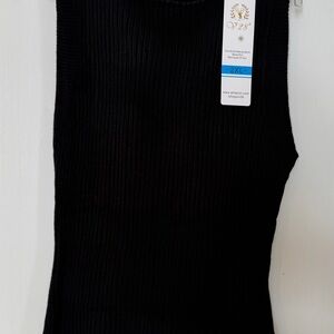 NWT Black Sleeveless Turtleneck Ribbed Sweater